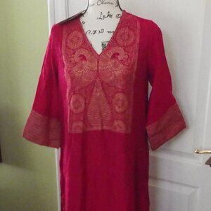 NWT Biba Pink and Gold Kurta Dress Top Size 36 (L)